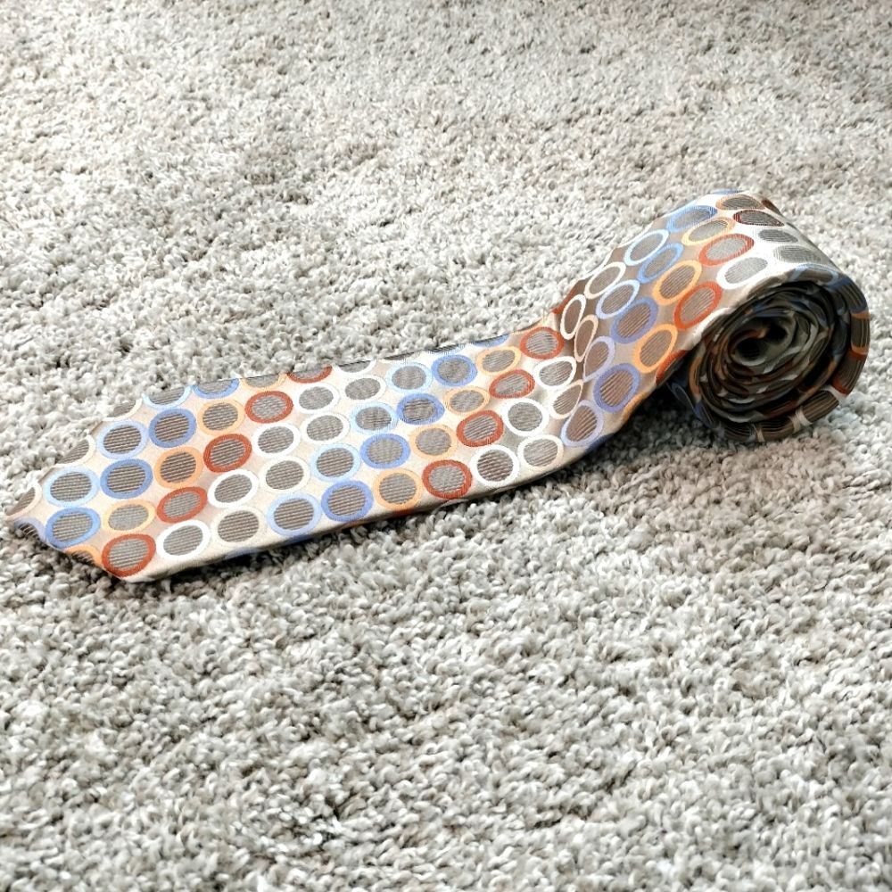 Michael Kors Necktie Men's Circle Shapes Multi Colors Bronze Silk